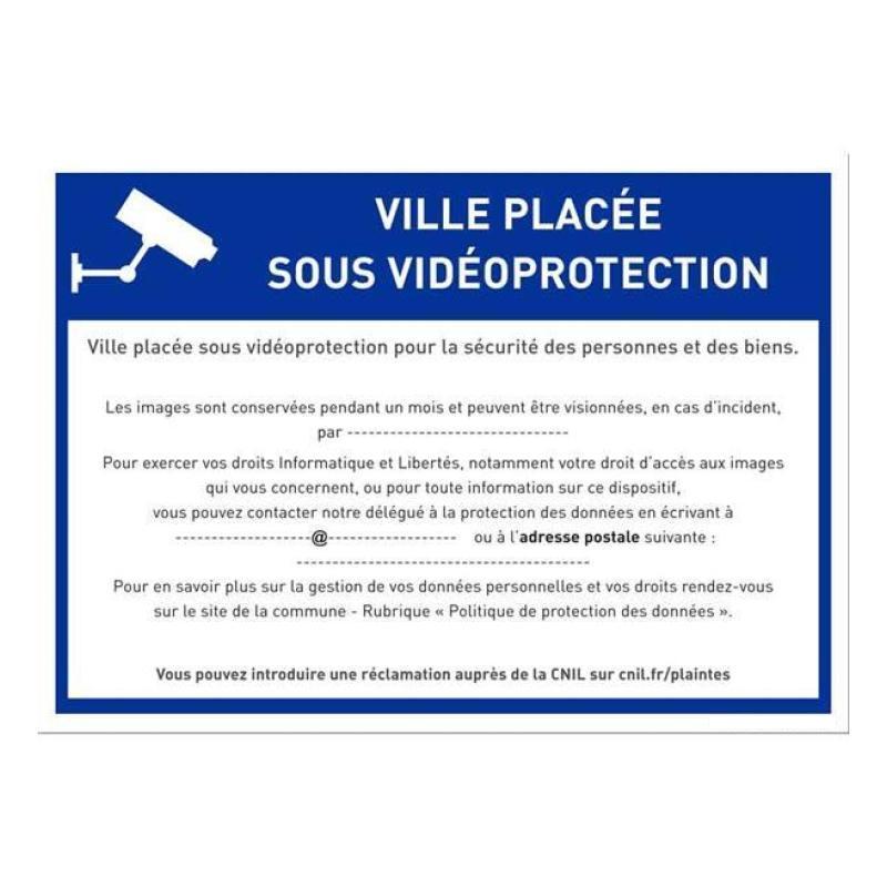 Panneau ville placée sous vidéoprotection à personnaliser